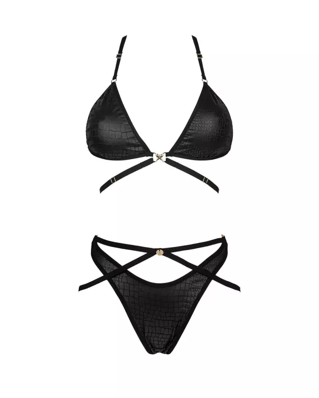 Ensemble Cobra Nive 2 pcs Noir par Obsessive - Lingerie Élégante-7