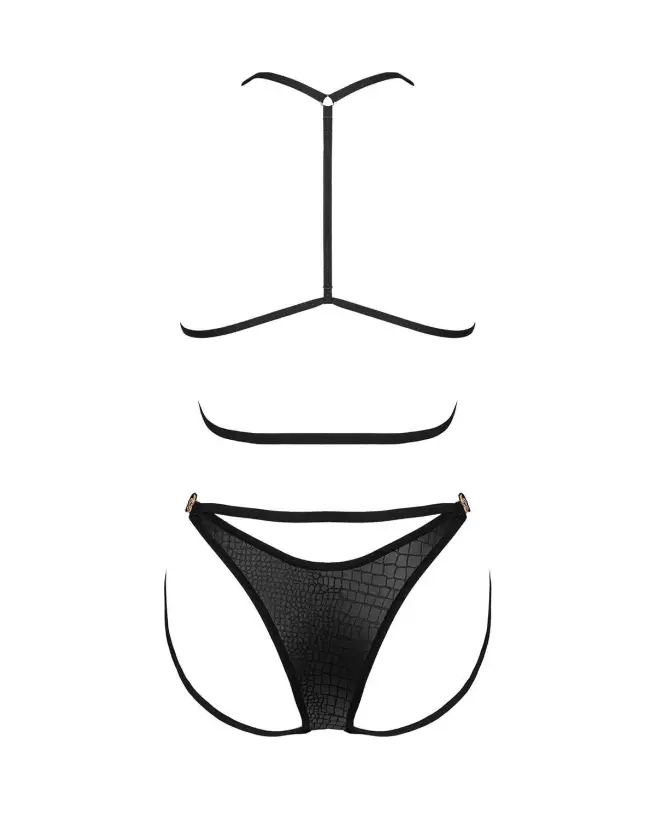 Ensemble Cobra Nive 2 pcs Noir par Obsessive - Lingerie Élégante-8