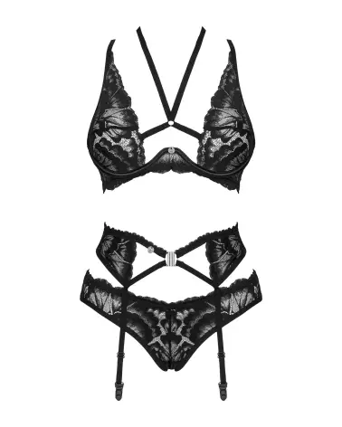 Obsessive Alessya ensemble 3 pièces noir en lingerie fine et séduisante-7