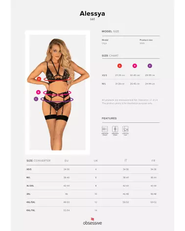 Obsessive Alessya ensemble 3 pièces noir en lingerie fine et séduisante-9