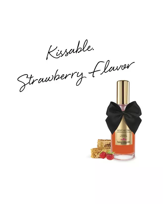 Huile de massage embrassable chauffante fraise sauvage Bijoux Indiscrets-5