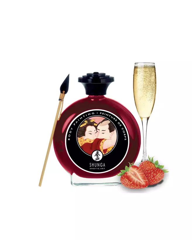 Peinture corporelle comestible SHUNGA vin pétillant fraise pour jeux sensuels-2