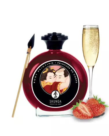 Peinture corporelle comestible SHUNGA vin pétillant fraise pour jeux sensuels-2