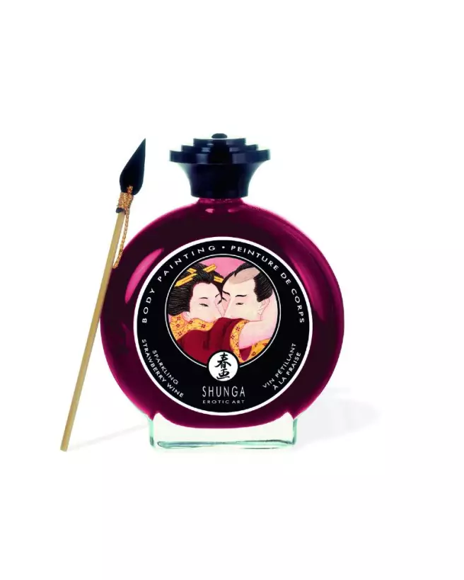 Peinture corporelle comestible SHUNGA vin pétillant fraise pour jeux sensuels-1