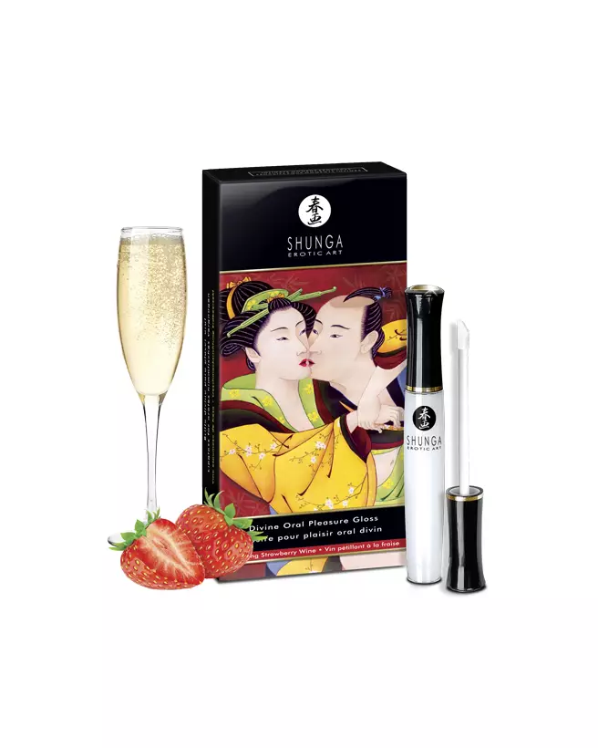 Image de Gloss Plaisir Oral Divin SHUNGA, saveur Vin Pétillant et Fraise-2