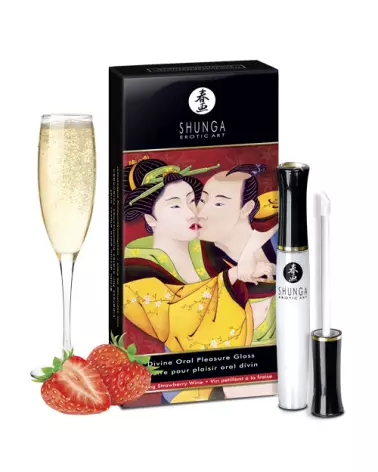 Image de Gloss Plaisir Oral Divin SHUNGA, saveur Vin Pétillant et Fraise-2