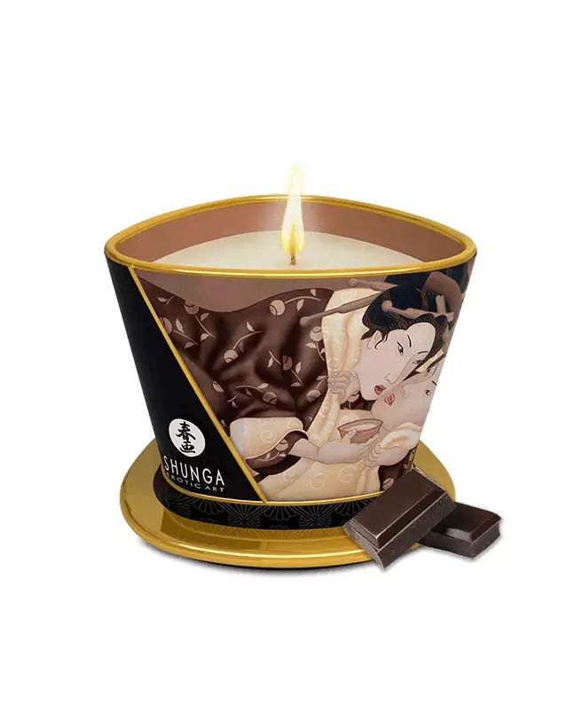 Bougie de massage SHUNGA chocolat enivrant pour relaxation et ambiance romantique-1