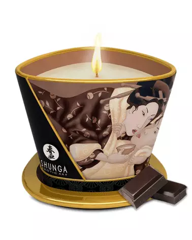 Bougie de massage SHUNGA chocolat enivrant pour relaxation et ambiance romantique-1