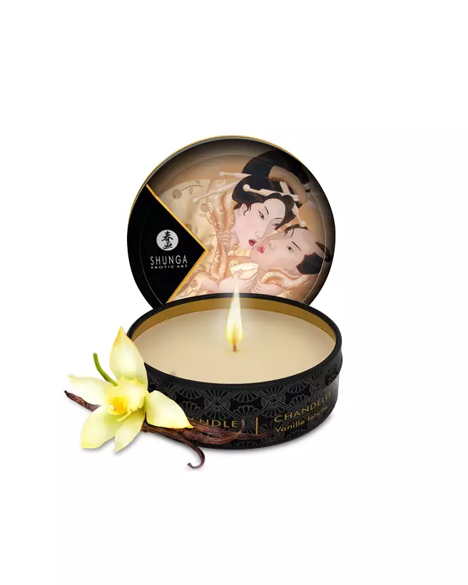 Mini bougie de massage SHUNGA Désir Vanille pour relaxation et bien-être-1