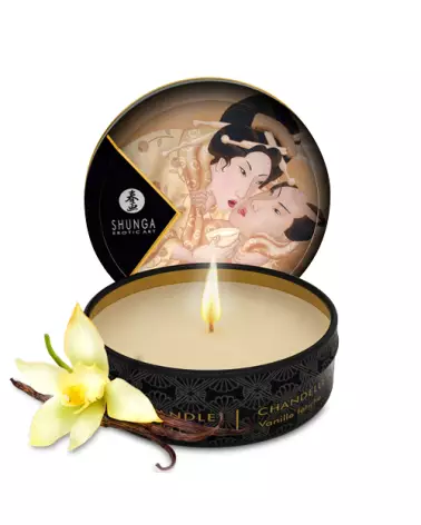 Mini bougie de massage SHUNGA Désir Vanille pour relaxation et bien-être-1