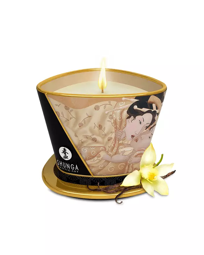 Image de la Bougie de Massage Shunga Désir Vanille pour ambiance romantique et relaxation-1