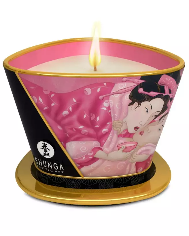 Bougie de massage SHUNGA Aphrodisia Rose pour détente sensuelle-2