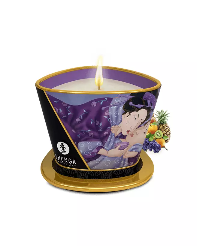 Bougie de massage SHUNGA aux fruits exotiques pour relaxation et bien-être sensoriel-1