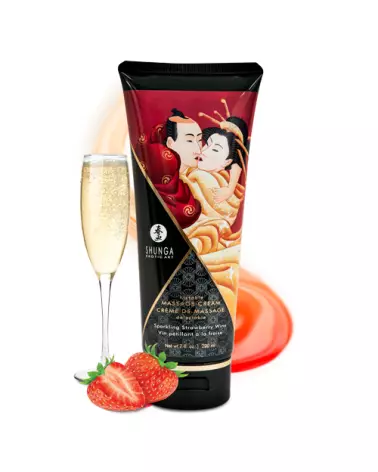 Crème de massage SHUNGA vin pétillant à la fraise pour détente sensorielle et intime-2