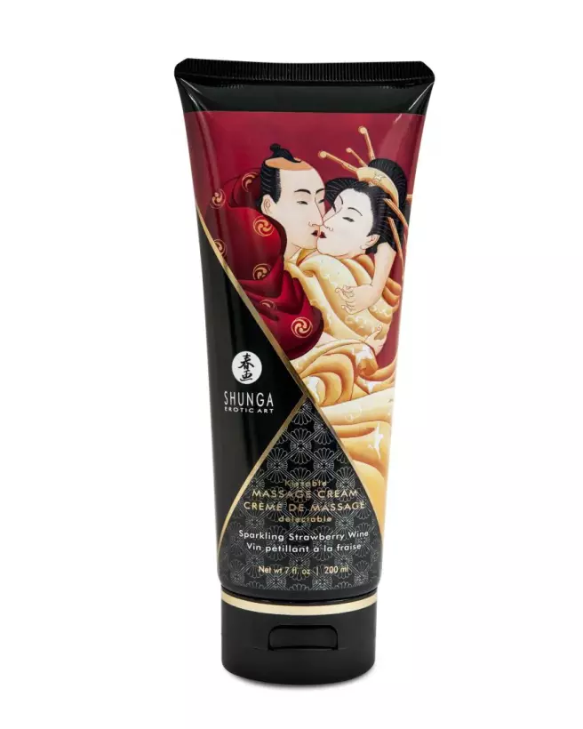 Crème de massage SHUNGA vin pétillant à la fraise pour détente sensorielle et intime-1