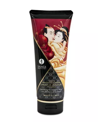 Crème de massage SHUNGA vin pétillant à la fraise pour détente sensorielle et intime-1