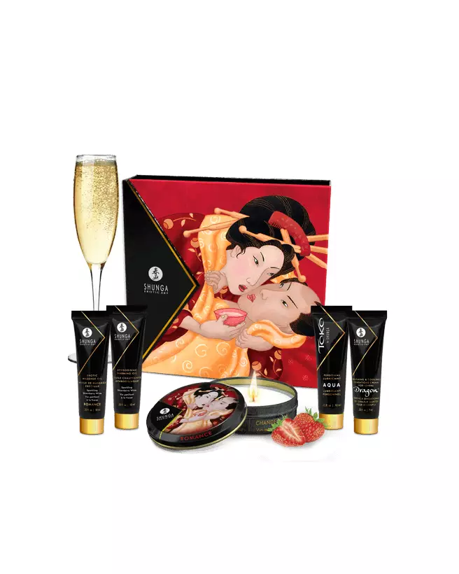 Image Kit Secret de Geisha SHUNGA Organica avec vin pétillant à la fraise-1