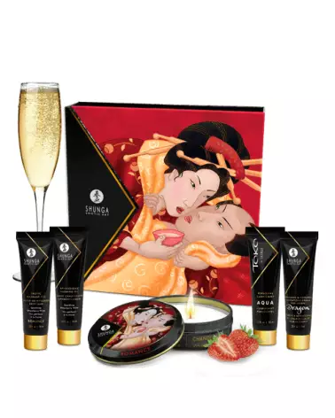 Image Kit Secret de Geisha SHUNGA Organica avec vin pétillant à la fraise-1