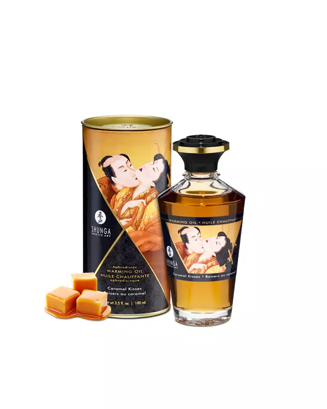 Huile Chauffante Baisers Caramel SHUNGA pour Massage Érotique et Sensuel-1