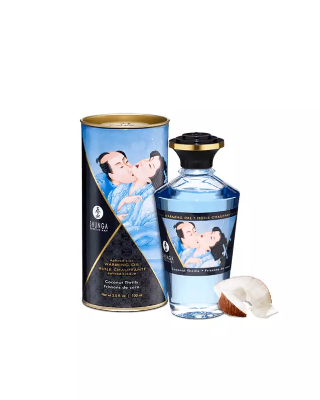 Image de l'huile chauffante aphrodisiaque Frissons de Coco SHUNGA 100ml pour massages érotiques et préliminaires-1