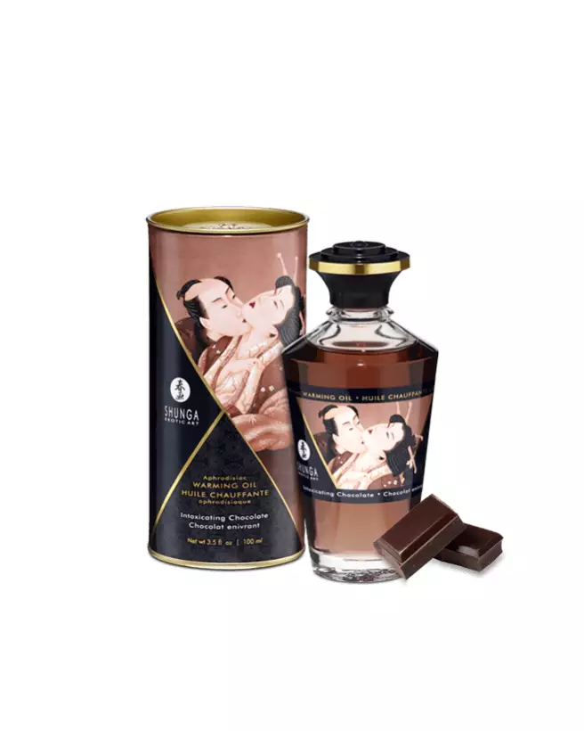 Huile chauffante aphrodisiaque SHUNGA chocolat enivrant 100ml comestible-1