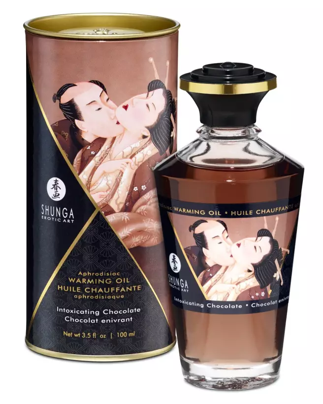 Huile chauffante aphrodisiaque SHUNGA chocolat enivrant 100ml comestible-2