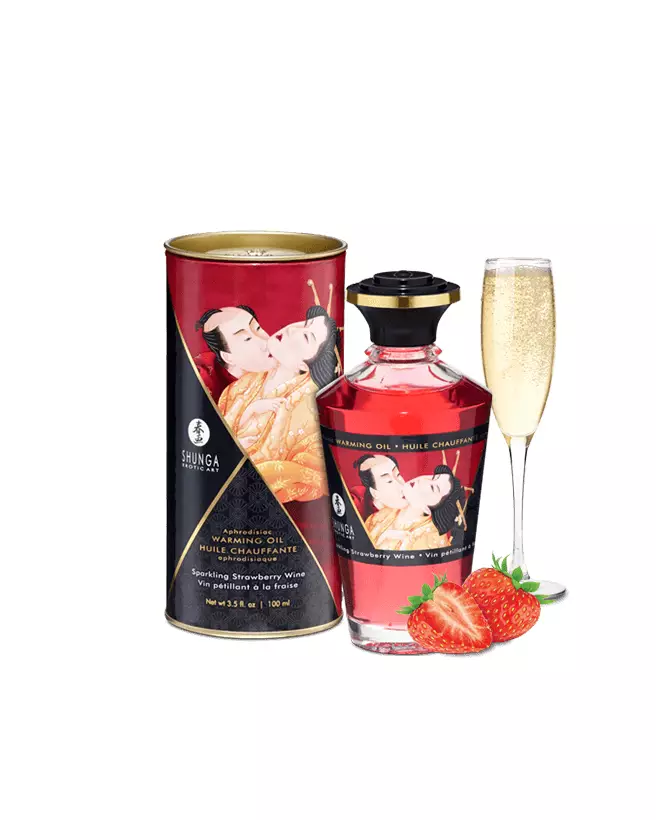 Huile Chauffante Aphrodisiaque Shunga Vin Pétillant Fraise 100ml-1