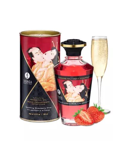 Huile Chauffante Aphrodisiaque Shunga Vin Pétillant Fraise 100ml-1