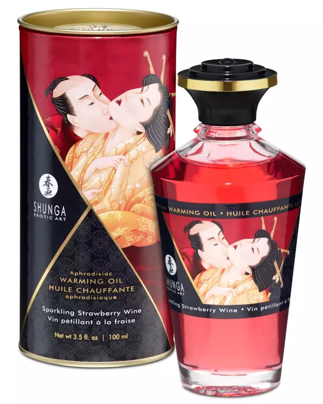 Huile Chauffante Aphrodisiaque Shunga Vin Pétillant Fraise 100ml-2