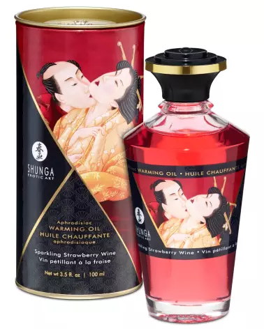 Huile Chauffante Aphrodisiaque Shunga Vin Pétillant Fraise 100ml-2