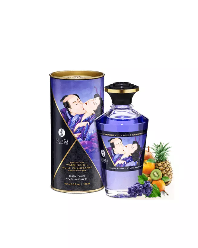 Huile chauffante aphrodisiaque Shunga fruits exotiques 100ml pour massage erotique-1