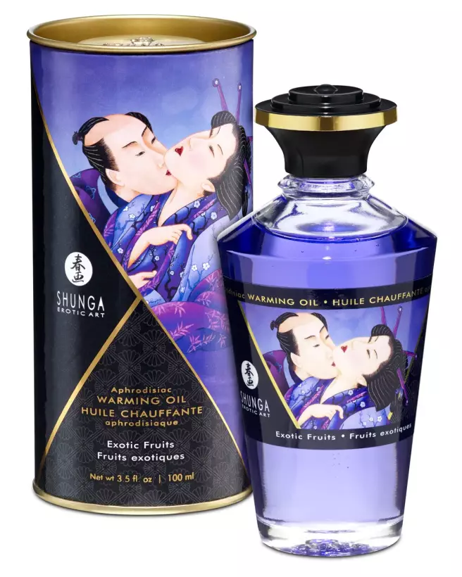 Huile chauffante aphrodisiaque Shunga fruits exotiques 100ml pour massage erotique-2