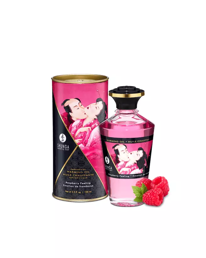 Huile chauffante aphrodisiaque SHUNGA framboise 100ml pour massage sensuel-1