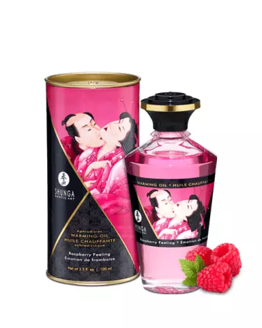 Huile chauffante aphrodisiaque SHUNGA framboise 100ml pour massage sensuel-1