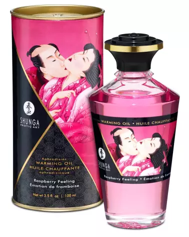 Huile chauffante aphrodisiaque SHUNGA framboise 100ml pour massage sensuel-2