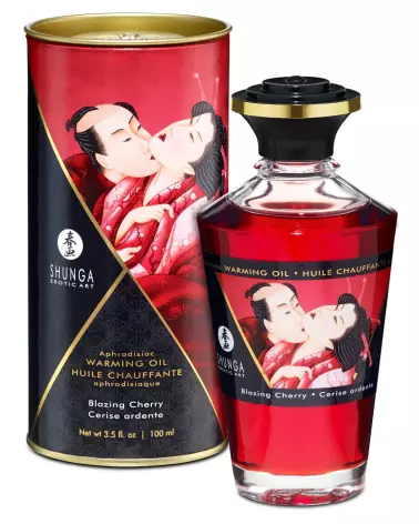 Huile Chauffante Aphrodisiaque Shunga Cerise Ardente 100ml pour Massages Sensuels-2