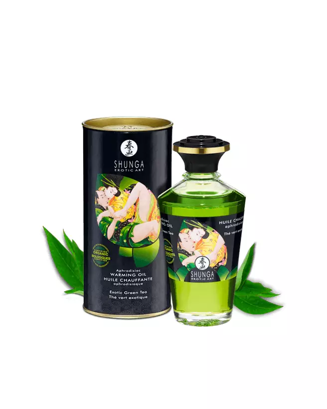 Huile aphrodisiaque SHUNGA thé vert exotique pour massage érotique et stimulation sensuelle-1