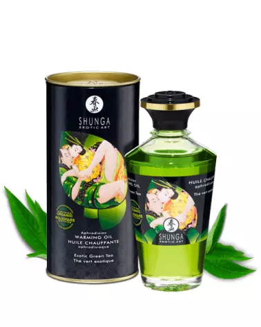 Huile aphrodisiaque SHUNGA thé vert exotique pour massage érotique et stimulation sensuelle-1