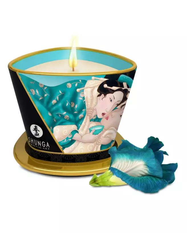 Bougie de massage SHUNGA Sensual Fleurs des Îles pour relaxation et soin de la peau-1
