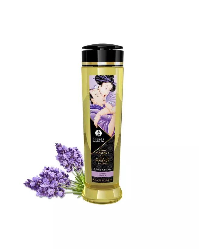 Huile de massage érotique SHUNGA lavande 240 ml pour couple relaxation et plaisir-1