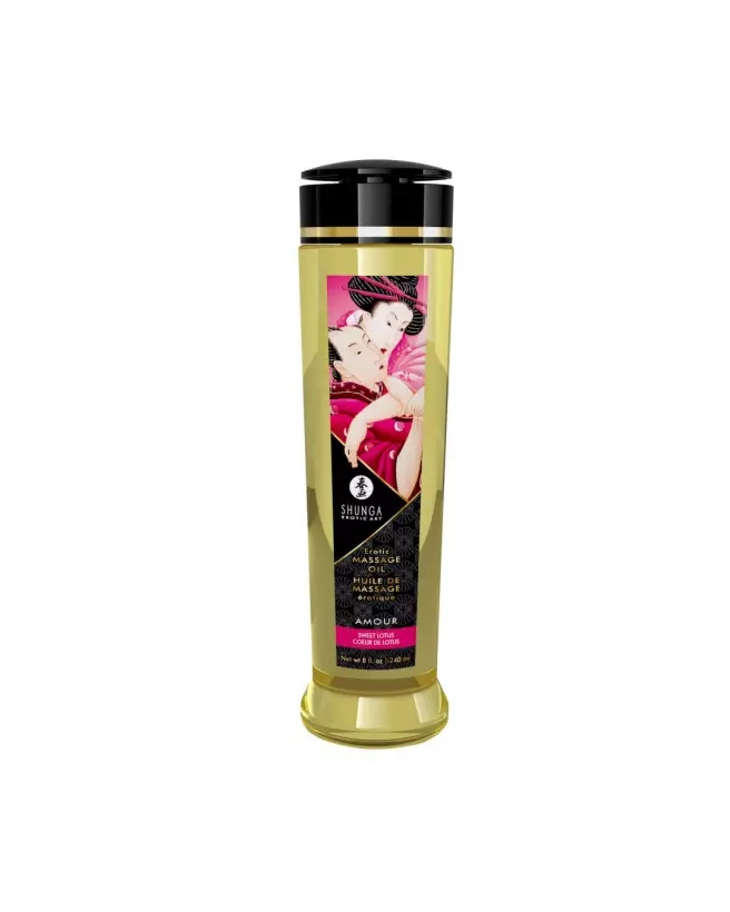 Huile de massage érotique Shunga Coeur de Lotus 240 ml pour relaxation et plaisir-1