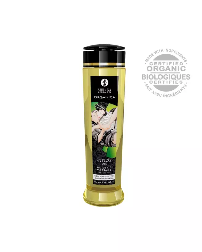 Huile de massage organique neutre SHUNGA 240 ml, soin bio et écologique-1