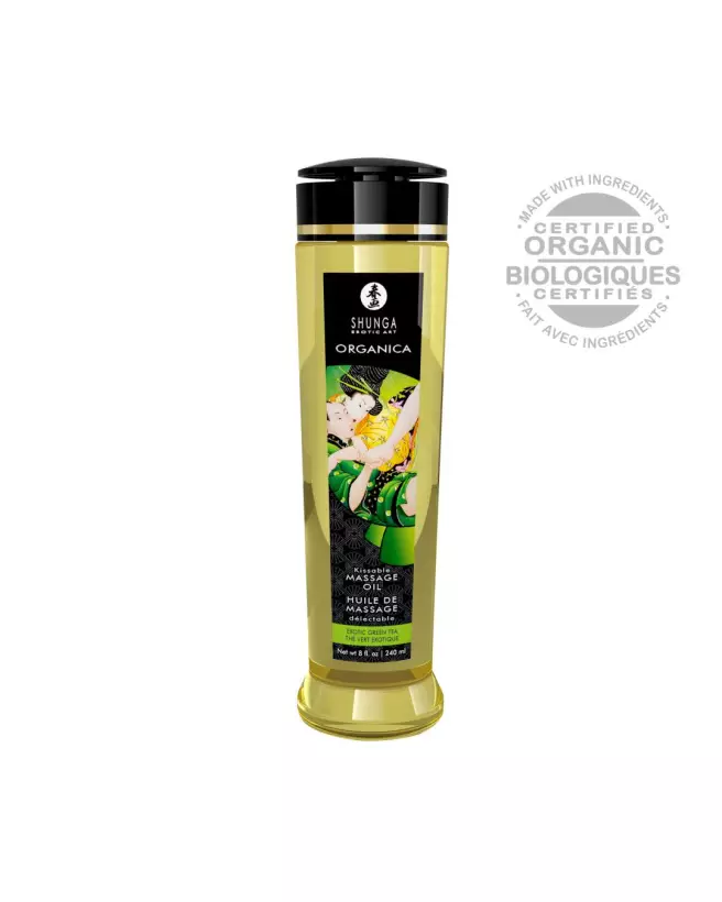 Huile de massage bio SHUNGA thé vert 240 ml pour hydratation et relaxation-1