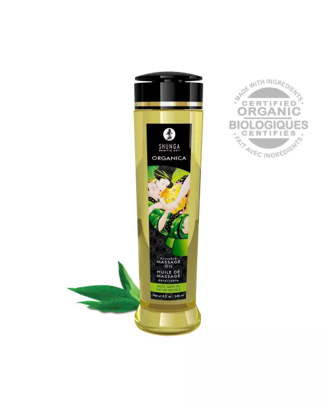 Huile de massage bio SHUNGA thé vert 240 ml pour hydratation et relaxation-2