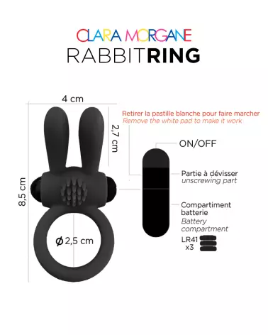 Anneau Vibrant Rabbit Ring Clara Morgane - Sextoy en Silicone Médical pour Couple, Stimulation Clitoridienne - image 7