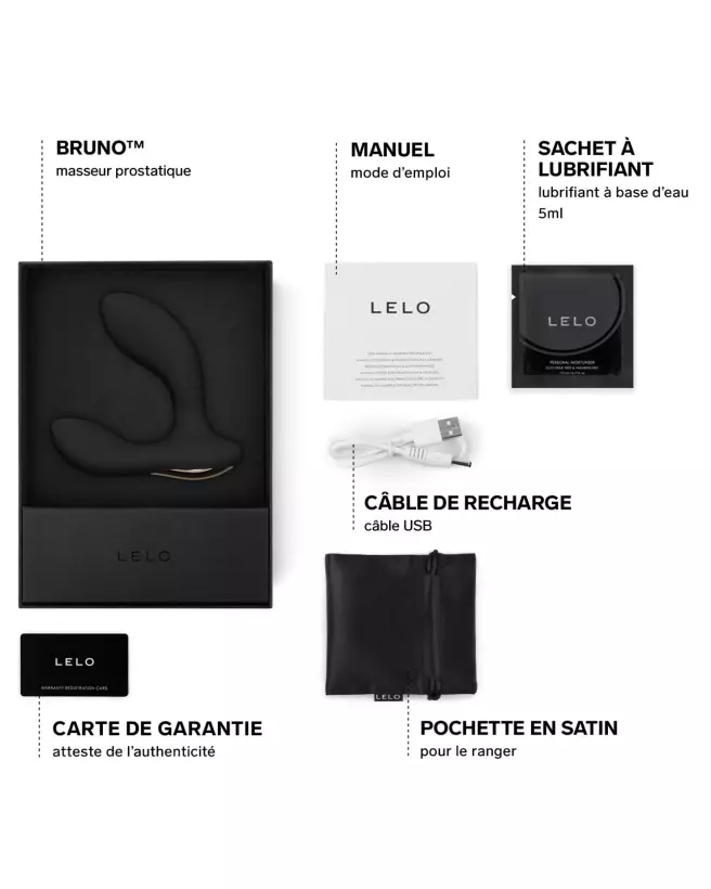 Image du stimulateur de prostate LELO BRUNO Noir, sextoy premium et ergonomique-2