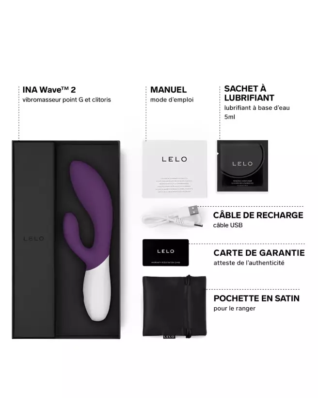 Image du LELO INA WAVE 2 PLUM, vibromasseur rabbit luxueux-2