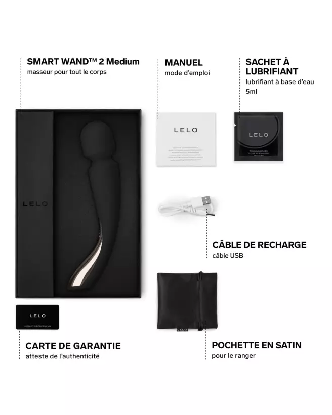 Image du LELO SMART WAND 2 M Black, masseur ergonomique et élégant-4