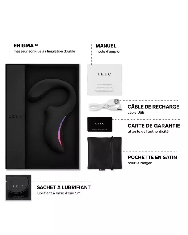 LELO ENIGMA Black, stimulateur Rabbit de luxe pour double plaisir-8