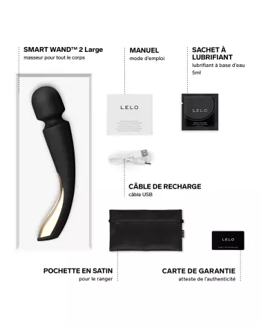 Image du LELO Smart Wand 2 Large Noir, masseur de luxe pour relaxation optimale-4
